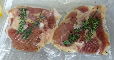 sous vide vacuum sealed rosemary chicken